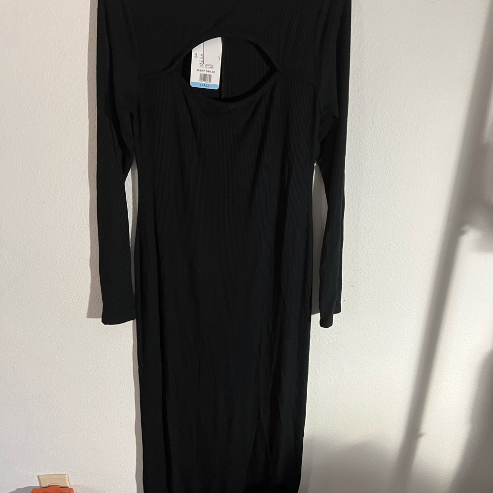 Black Mock Neck Long Sleeve Bodycon Dress